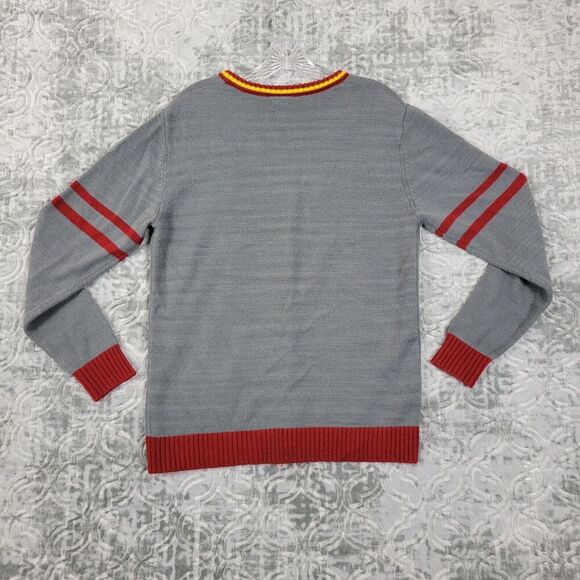Wizarding World Harry Potter Sweater Adult Medium Gray Gryffindor Cardigan - Picture 10 of 13